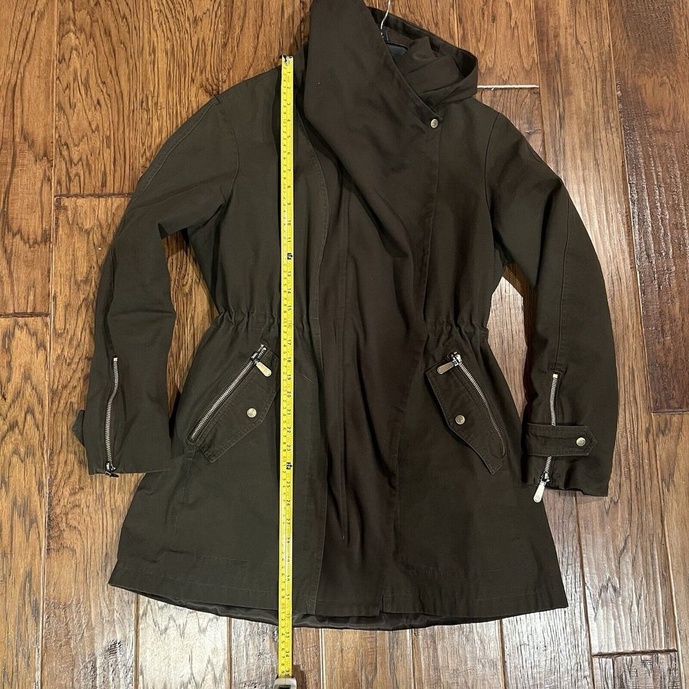 Vince Camuto Jacket Womens Large Green Full Zip Asymmetrical Anorak‎ Hooded - Picture 5 of 14
